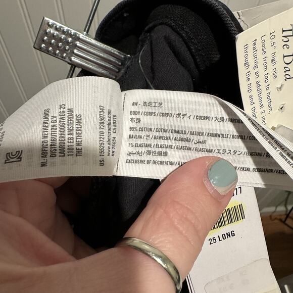 Abercrombie Fitch Curve Love High Rise Dad Jeans Crossover Waist Black NEW 25L - Picture 7 of 7